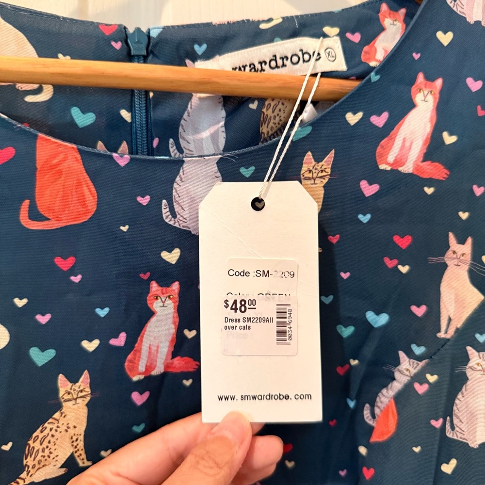 😻😻🐈🐈‍⬛Charming Blue Women’s Cat Dress🐈‍⬛😘😻😻 - Picture 3 of 9
